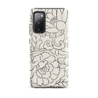 Black & White Florals Taguchi Tomoki Samsung Case, Galaxy S20 Fe / Matte, White Smartphone Case Black Line Art Floral Pattern