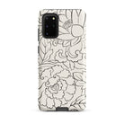 Black & White Florals Taguchi Tomoki Samsung Case, Galaxy S20 Plus / Matte, Cream Colored Phone Case Black Line Art Flowers Leaves
