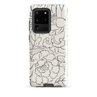 Black & White Florals Taguchi Tomoki Samsung Case, Galaxy S20 Ultra / Gloss, White Phone Case Black Floral Line Art