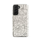 Black & White Florals Taguchi Tomoki Samsung Case, Galaxy S21 Fe / Gloss, White Smartphone Case Black Floral Cloud Pattern