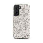 Black & White Florals Taguchi Tomoki Samsung Case, Galaxy S21 Fe / Matte, White Phone Case Black Floral Cloud Pattern
