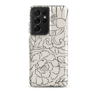Black & White Florals Taguchi Tomoki Samsung Case, Galaxy S21 Ultra / Matte, Black White Floral Patterned Smartphone Case