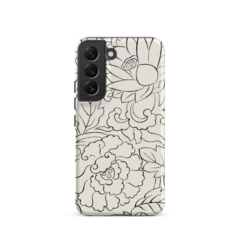 Black & White Florals - Taguchi Tomoki Samsung Case, Galaxy S22 / Matte, White Phone Case Black Line Art Floral Design
