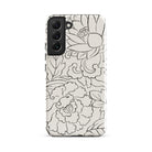 Black & White Florals Taguchi Tomoki Samsung Case, Galaxy S22 Plus / Gloss, White Phone Case Black Line Art Floral Design