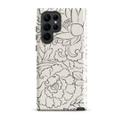 Black & White Florals Taguchi Tomoki Samsung Case, Galaxy S22 Ultra / Gloss, Beige Phone Case Black Floral Outline Pattern