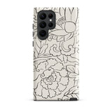 Black & White Florals - Taguchi Tomoki Samsung Case, Galaxy S22 Ultra / Matte, White Phone Case Black Floral Line Art Design