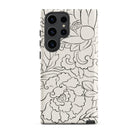 Black & White Florals Taguchi Tomoki Samsung Case, Galaxy S23 Ultra / Matte, White Phone Case Black Line Art Floral Cloud Pattern