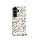 Black & White Florals Taguchi Tomoki Samsung Case, Galaxy S24 / Gloss, White Phone Case Black Floral Line Art