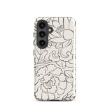 Black & White Florals - Taguchi Tomoki Samsung Case, Galaxy S24 / Gloss, White Phone Case Black Floral Line Art