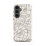 Black & White Florals - Taguchi Tomoki Samsung Case, Galaxy S24 Plus / Gloss, White Phone Case Black Floral Cloud Line Art