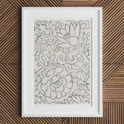 Black & White Florals - Taguchi Tomoki Woodblock Print, 16’’x24’’ / Unframed Art, Framed Black White Floral Line Intricate Botanical
