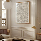 Black & White Florals - Taguchi Tomoki Woodblock Print, 24’’x36’’ / Unframed Art, Framed Black White Line Abstract Floral Patterns Curved