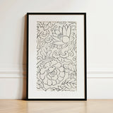 Black & White Florals - Taguchi Tomoki Woodblock Print / Canvas, 12x18’’ / 31x46cm / Art / Frame / Matboard, Posters Prints Visual Artwork,