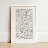 Black & White Florals - Taguchi Tomoki Woodblock Print / Canvas, 12x18’’ / 31x46cm / Art / Frame / Matboard, Posters Prints Visual Artwork,