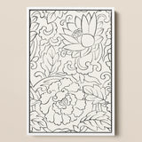 Black & White Florals - Taguchi Tomoki Woodblock Print / Canvas, 12x18’’ / 31x46cm / Frame, Posters Prints Visual Artwork, Toby Leon