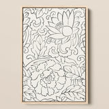 Black & White Florals - Taguchi Tomoki Woodblock Print / Canvas, 12x18’’ / 31x46cm / Natural Frame, Posters Prints Visual Artwork, Toby Leon