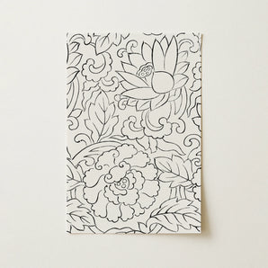 Black & White Florals - Taguchi Tomoki Woodblock Print / Canvas, 12x18’’ / 31x46cm / Art / Unframed / no Border, Posters Prints Visual