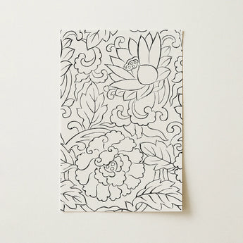 Black & White Florals - Taguchi Tomoki Woodblock Print / Canvas, 12x18’’ / 31x46cm / Art / Unframed / no Border, Posters Prints Visual