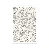 Black & White Florals - Taguchi Tomoki Woodblock Print / Canvas Black White Floral Pattern Curved Leaves Flowers Taguchi Tomoki, Vintage