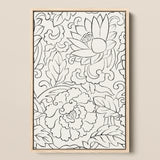Black & White Florals - Taguchi Tomoki Woodblock Print / Canvas, Taguchi Tomoki, Vintage Japanese Woodblock, White Floral Woodblock Print