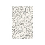 Black & White Florals - Taguchi Tomoki Woodblock Print / Canvas, Taguchi Tomoki, Vintage Japanese Woodblock, White Floral Woodblock Print