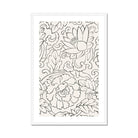 Black & White Florals - Taguchi Tomoki Woodblock Print, Black White Line Floral Leaf Patterns Decorative Design