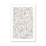 Black & White Florals - Taguchi Tomoki Woodblock Print, Black White Line Floral Leaf Patterns Decorative Design