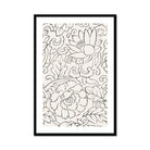 Black & White Florals - Taguchi Tomoki Woodblock Print, Black White Line Floral Leaf Patterns Decorative Style