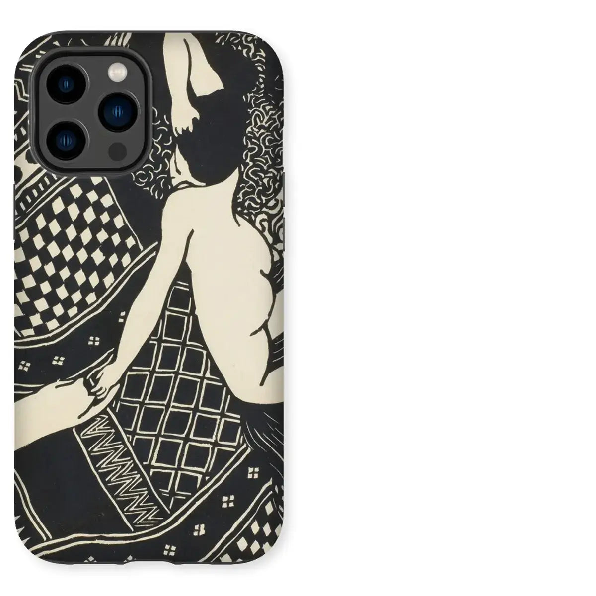 Black and white patterned phone case for iPhone in modern art style
