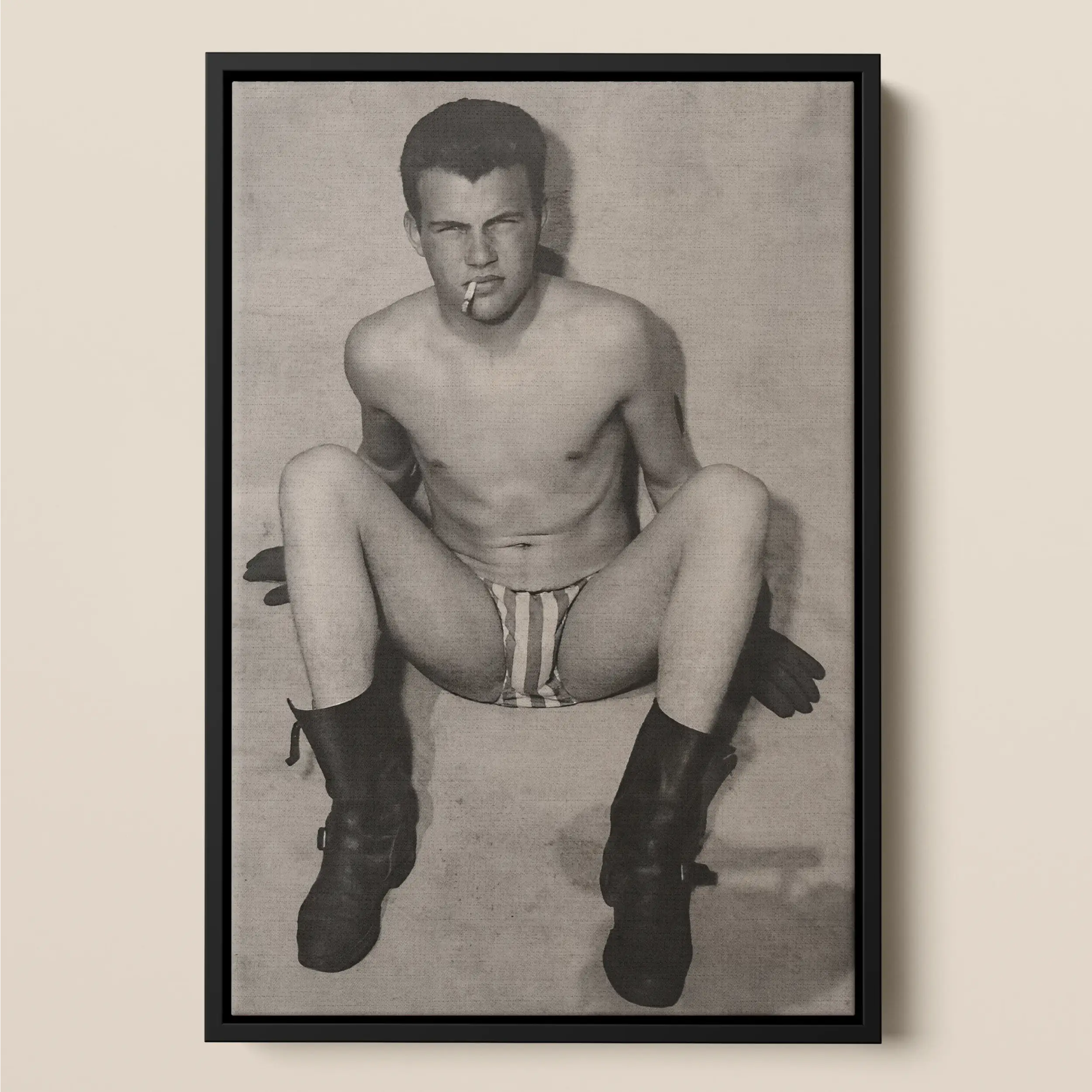 Man Smoking - Ron Stinson by Bob Mizer Float Frame Canvas Posters Prints & Visual Artwork