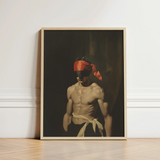 Framed Artwork Muscular Man Orange Bandana Eyes Light-colored Gay Fetishism, 19th Century, Skin Catching Light