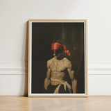 Framed Art Print Muscular Man Orange Headscarf Black Gay Fetishism, 19th Century, Skin Catching Light
