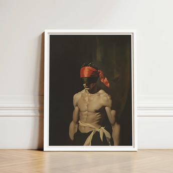 Framed Portrait Muscular Man Orange Headscarf Black Eye Gay Fetishism, 19th Century, Skin Catching Light