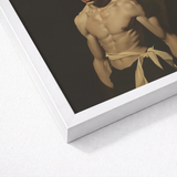 White Framed Art Print Muscular Male Figure Sepia Gay Fetishism, 19th Century, Skin Catching Light