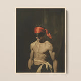 Blackout - Vintage 19th Century Gay Fetishism Framed Canvas, 12x16’’ / 31x41cm / Natural Floating Frame, Framed Print Blindfolded Shirtless