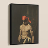 Blackout - Vintage 19th Century Gay Fetishism Framed Canvas, Framed Art Print Blindfolded Man