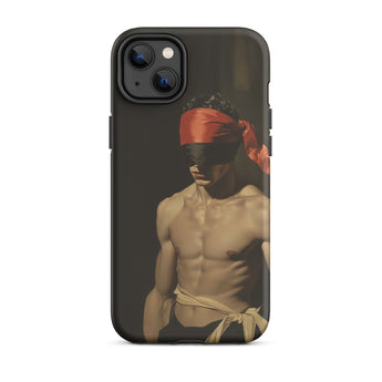 Blackout - Vintage 19th Century Gay Fetishism Iphone Case, 14 Plus / Matte, Phone Case Shirtless Man Red Blindfold