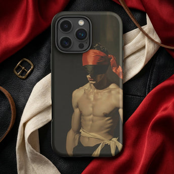 Blackout - Vintage 19th Century Gay Fetishism Phone Case Black Phone Case Printed Muscular Man Orange Headscarf Gay Fetishism