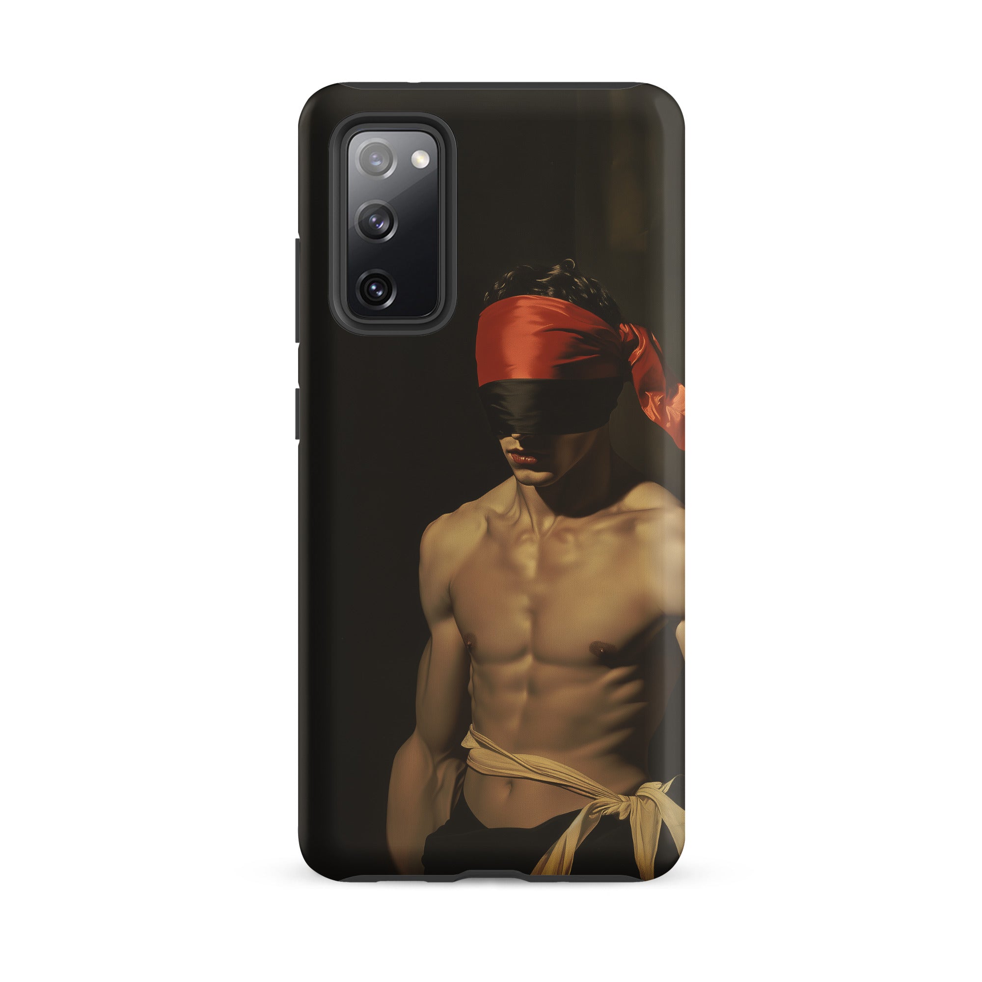 Blackout Vintage 19th Century Gay Fetishism Samsung Case, Galaxy S20 Fe / Matte, Black Phone Case Shirtless Man Red Blindfold Beige