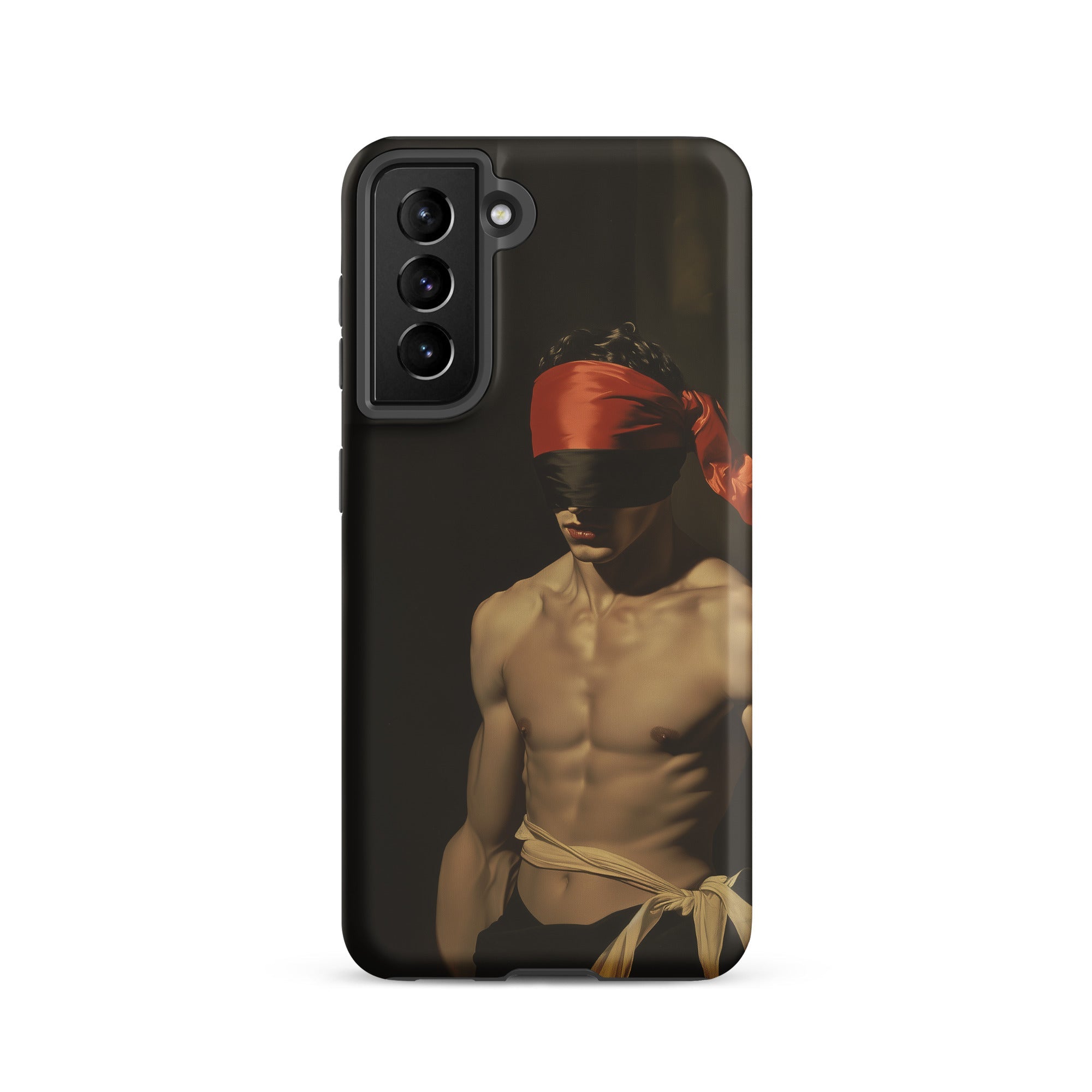 Blackout Vintage 19th Century Gay Fetishism Samsung Case, Galaxy S21 / Matte, Black Smartphone Case Blindfolded Man Muscular Torso