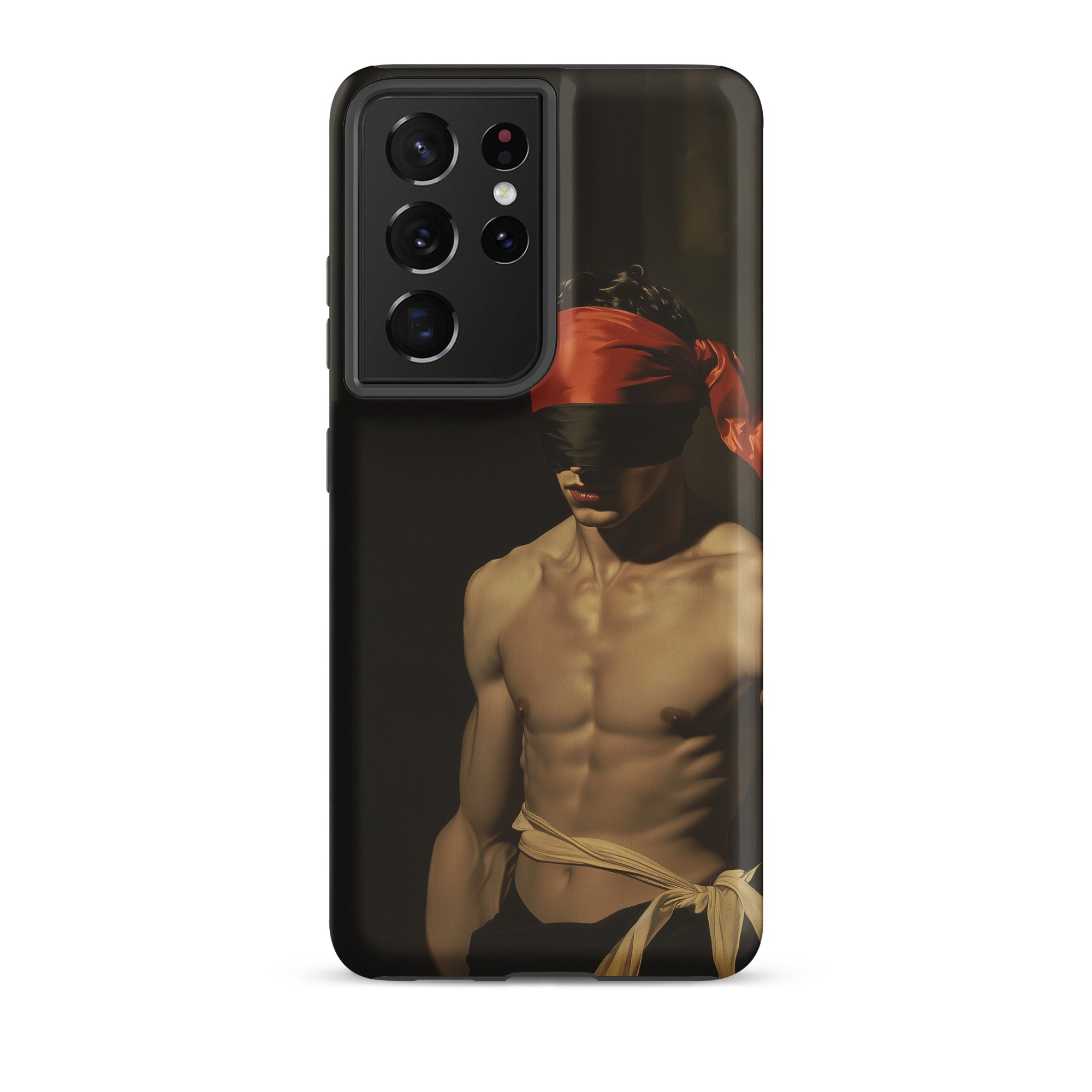 Blackout Vintage 19th Century Gay Fetishism Samsung Case, Galaxy S21 Ultra / Matte, Black Phone Case Shirtless Blindfolded Man
