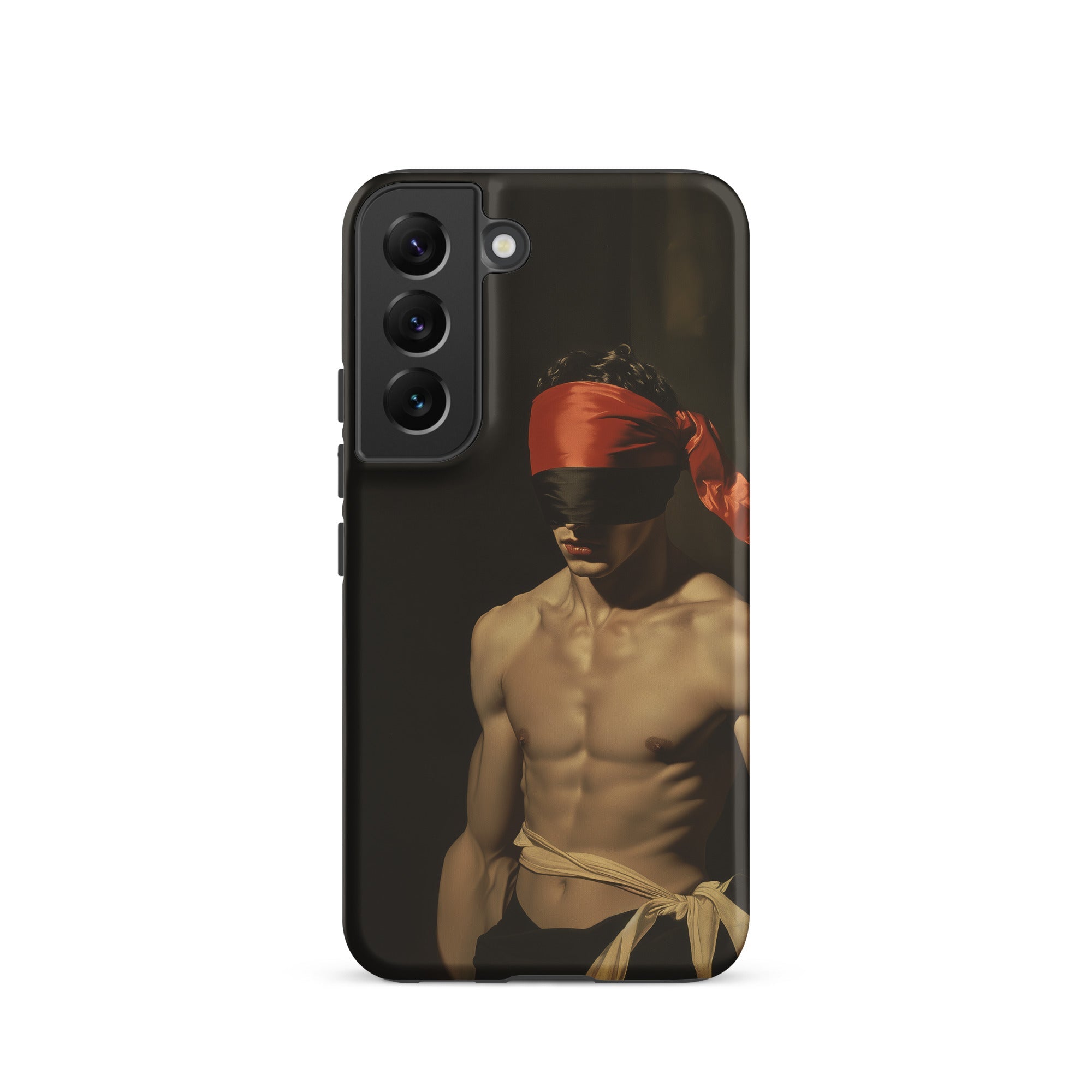 Blackout Vintage 19th Century Gay Fetishism Samsung Case, Galaxy S22 / Matte, Smartphone Case Blindfolded Man Muscular Physique