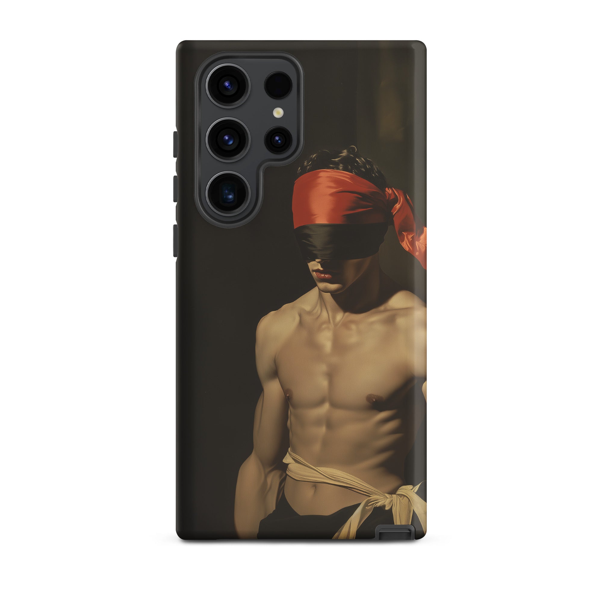 Blackout Vintage 19th Century Gay Fetishism Samsung Case, Galaxy S23 Ultra / Matte, Black Phone Case Design Shirtless Man Red Blindfold