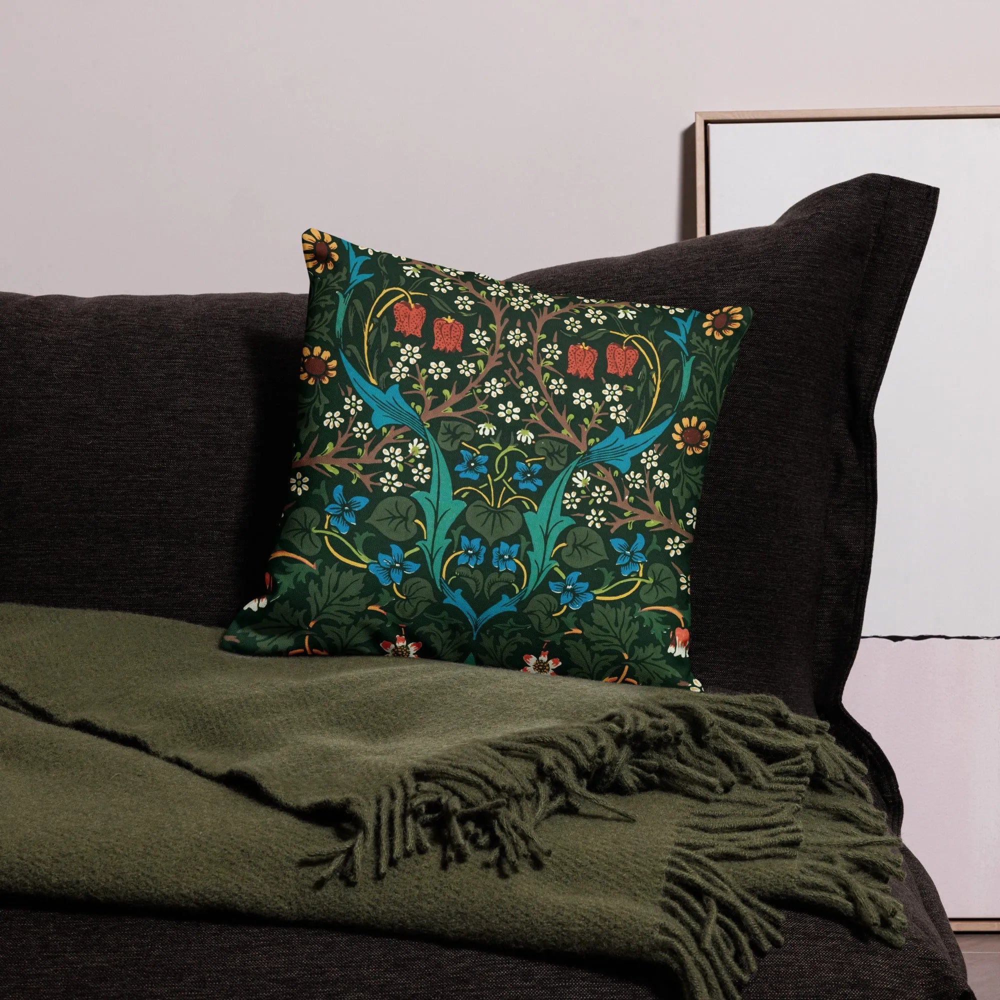 Blackthorn Hawthorn - William Morris Cushion - Decorative Throw Pillow - Throw Pillows - Aesthetic Art