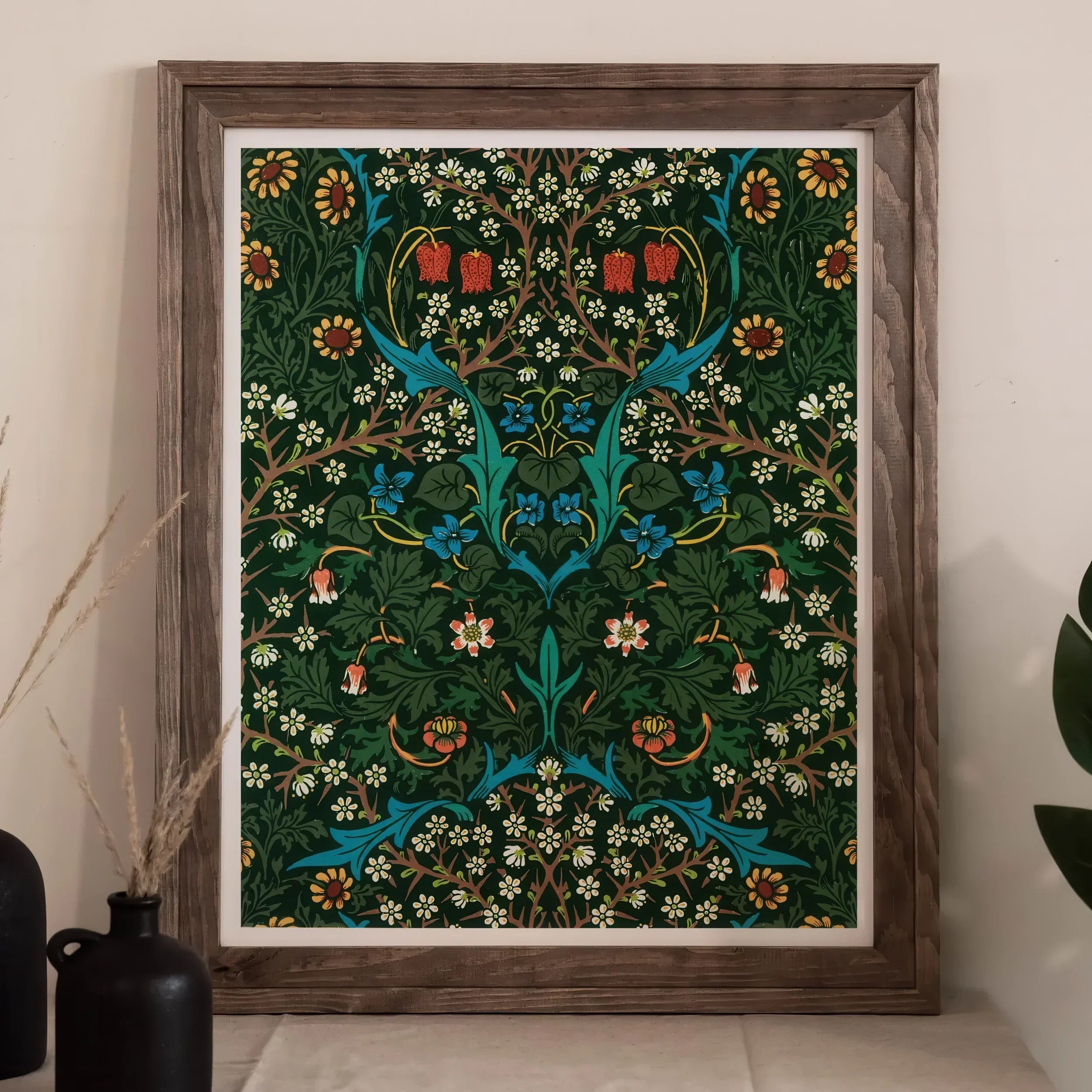 Blackthorn Hawthorn William Morris Florals Art Print, 11x14’’ / 28x36cm / Unframed, Framed Floral Art Print Intricate Botanical Patterns