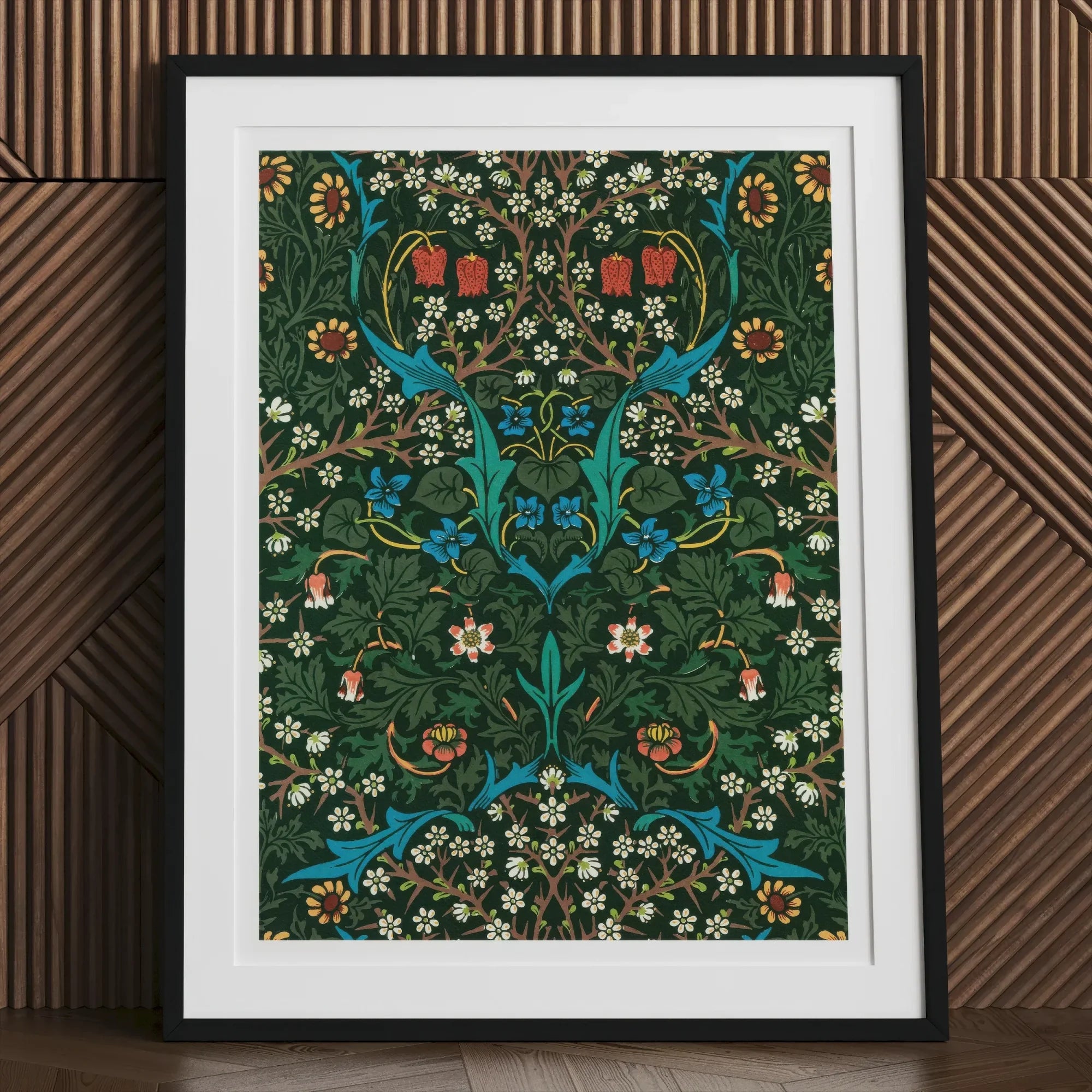 Blackthorn Hawthorn - William Morris Florals Art Print, 24x32’’ / 61x81cm / Unframed, Framed Floral Art Print Intricate Botanical Patterns