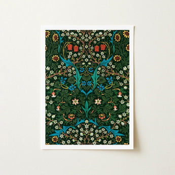 Blackthorn Hawthorn - William Morris Florals Art Print / Canvas Framed Symmetrical Intricate Floral Design Vibrant, Emerges, British Flora