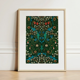 Blackthorn Hawthorn - William Morris Florals Art Print / Canvas Framed Art Print Lush Symmetrical Floral Design Deep William Morris