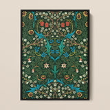 Blackthorn Hawthorn - William Morris Florals Art Print / Canvas Framed Art Print Symmetrical Intricate Floral Design Vibrant William Morris