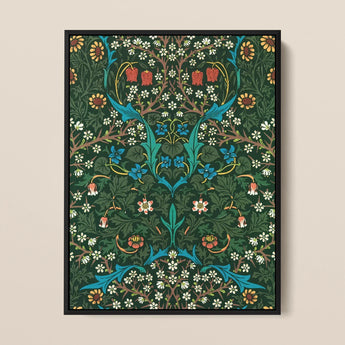 Blackthorn Hawthorn - William Morris Florals Art Print / Canvas Framed Art Print Symmetrical Intricate Floral Design Vibrant William Morris